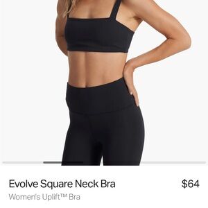 Vuori evolve square neck bra, size small black